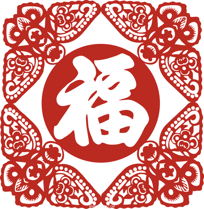 春节福字剪纸png