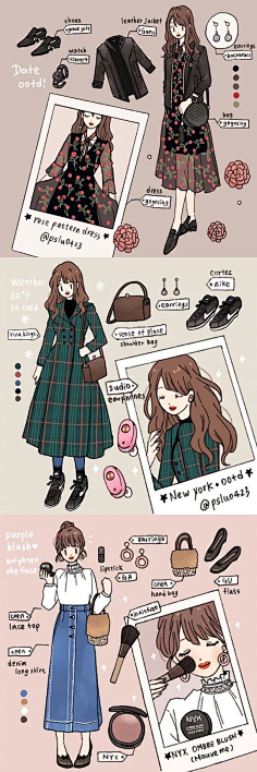 学漫画来漫联哦采集到动漫女性角色服装搭配(2)