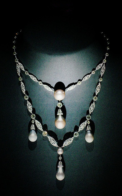 情迷古董珠宝卡地亚双排珍珠项链1911年巴黎制工艺用铂金制作镶嵌钻石