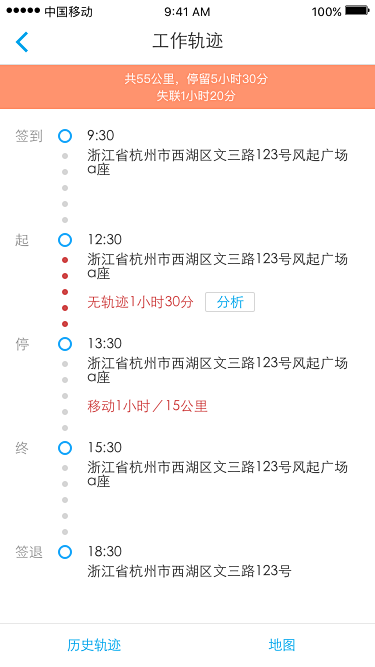 工作轨迹列表