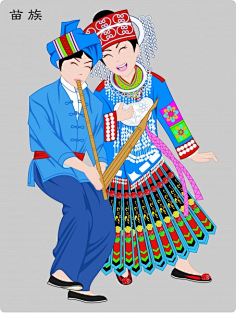 com 【人物白描画:不同风格的56个民族】 —— 芦笙曲 苗族 1 mt.