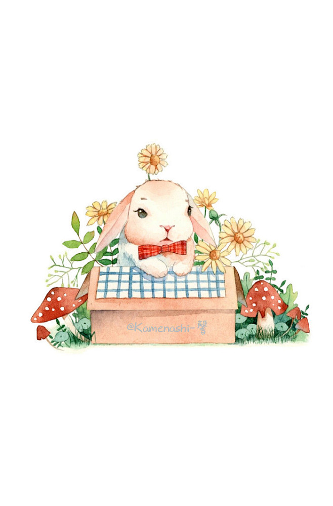 水彩插画萌萌的小动物kamenashi馨水彩手绘插画涂鸦王国插画
