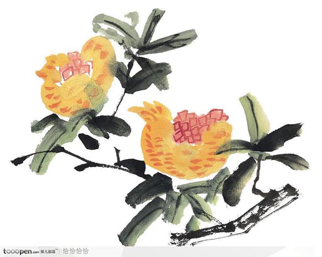 10:39:08中国国画之花类植物-石榴儿童插画埖儿同采自www