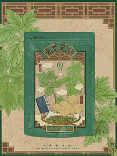 me 艾草足贴民国风包装插画 - 简爱手绘 - 原创作品 - 视觉中国