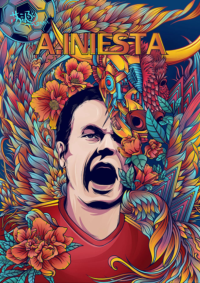 2018世界杯插画系列--西班牙伊涅斯塔|插画|商