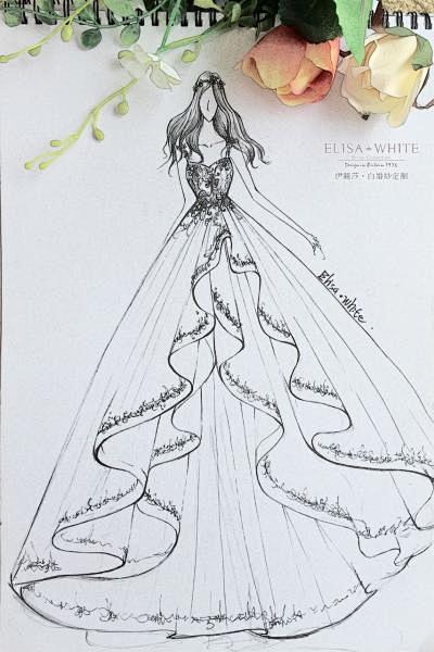 伊丽莎白婚纱定制手绘来自miss阿芳芳芳
