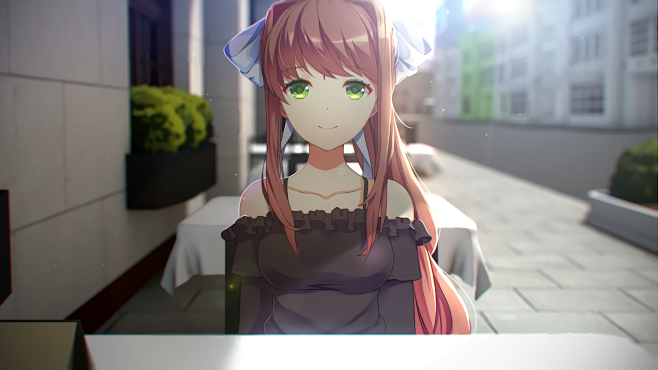 anime 2560x1440 doki doki literature club monika (doki doki