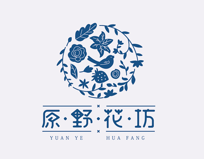 原野花坊花店标志logo