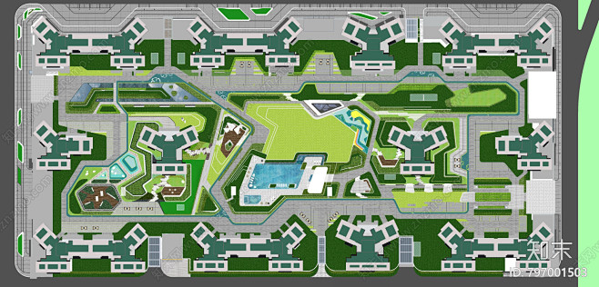 现代居住区景观su模型下载id797001503知末su模型网