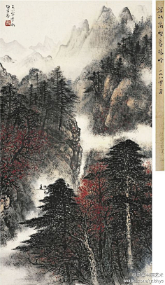 黎雄才 山水《深山万壑暮猿吟》】 黎雄才在山水画创作上善于以干擦法