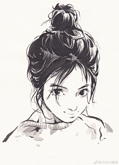 bi-if采集到绘——人物速写 采集 weibo.com 线条流动的复古美学 .
