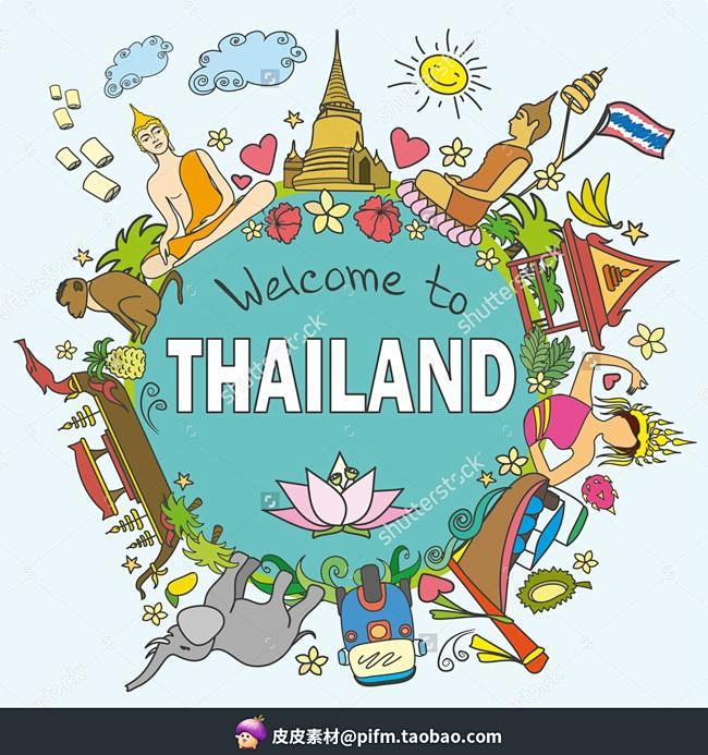 com 精品美国英国泰国旅游标志元素10个eps矢量图设计素材2016020369