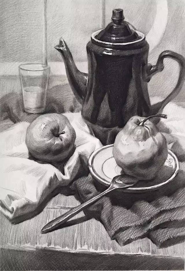 莫智乙素描静物-点评头条