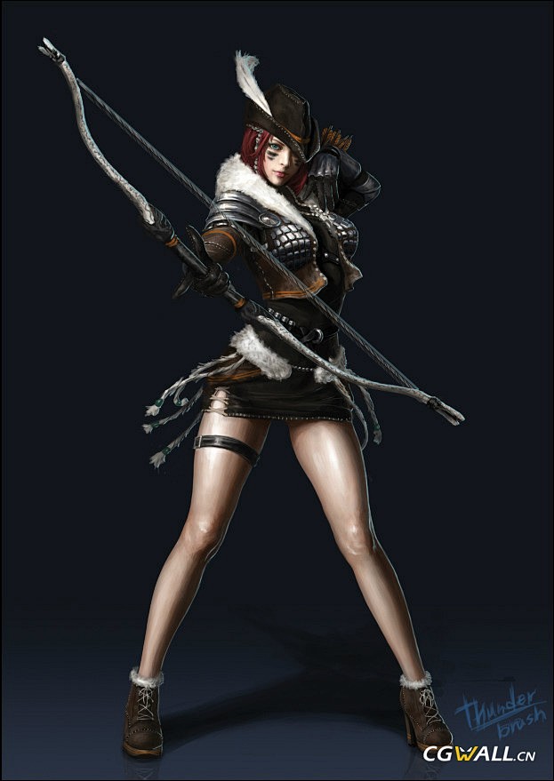 CGwall游戏原画美女_HuntressbyThunder_Br天津街头网站图片