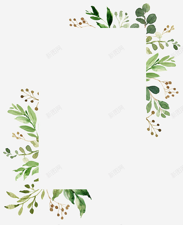 水彩绿色植物边框高清素材唯美边框树叶植物边框水墨水墨边框水彩相框