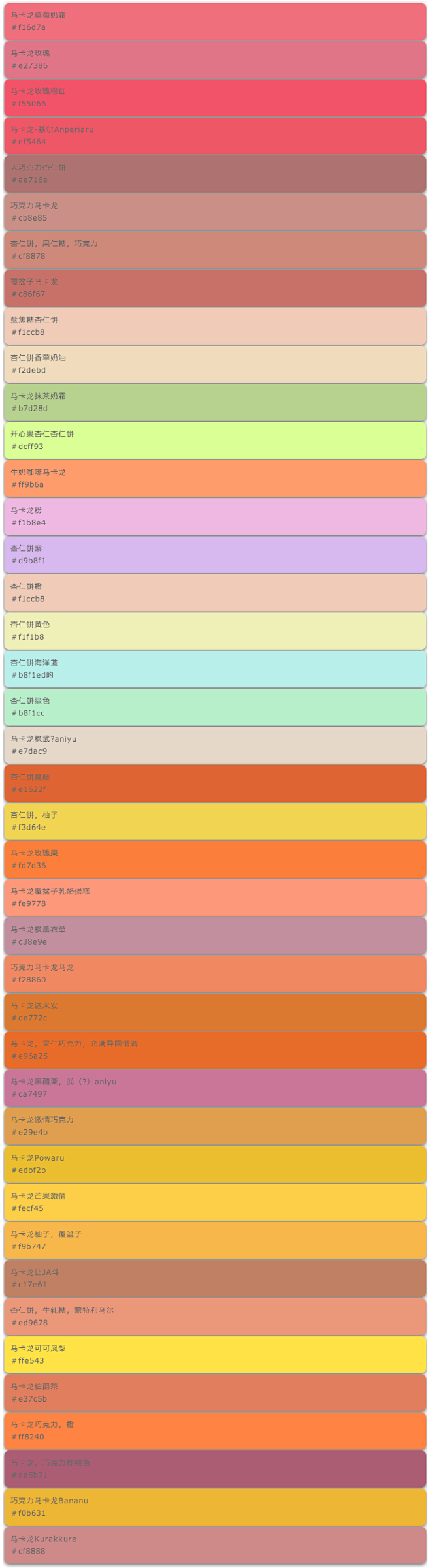 【色卡】macaron 马卡龙系色谱;附hc(16进制码)_穿膛_新浪博客#色彩