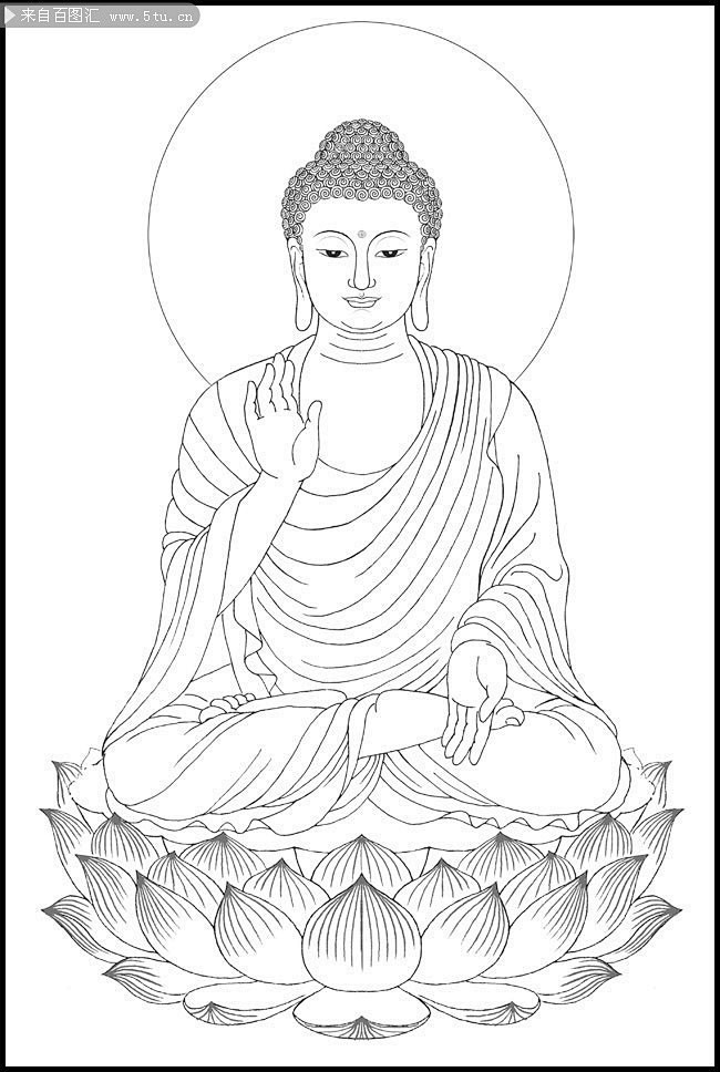 白描释迦牟尼佛像图片