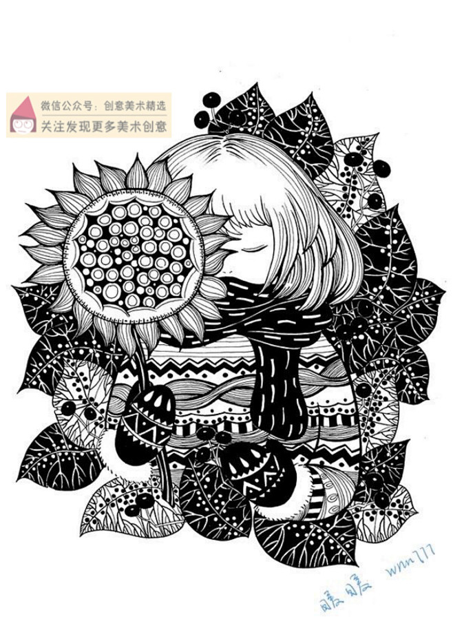 黑白装饰画-花瓣网|陪你做生活的设计师 工#儿童画创意