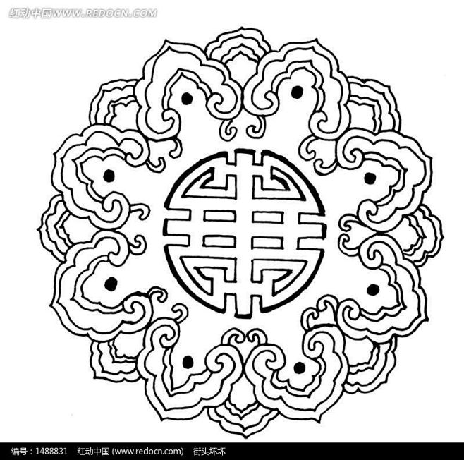 蝙蝠纹和寿纹组成的福寿图设计图片