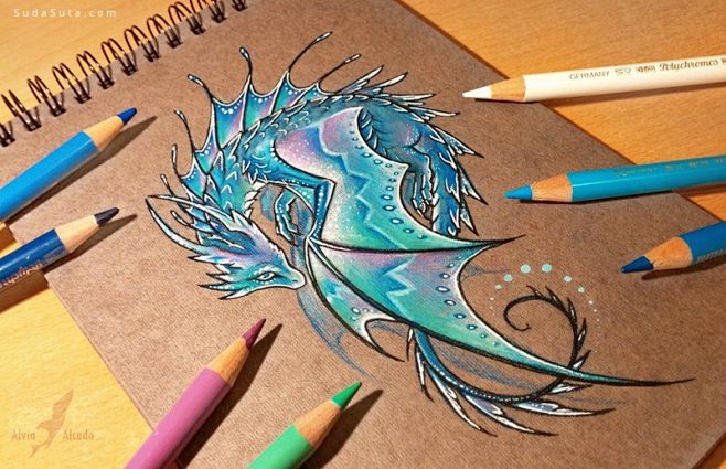 alviaalcedo关于龙的手绘插画龙铅笔画萌手绘可爱