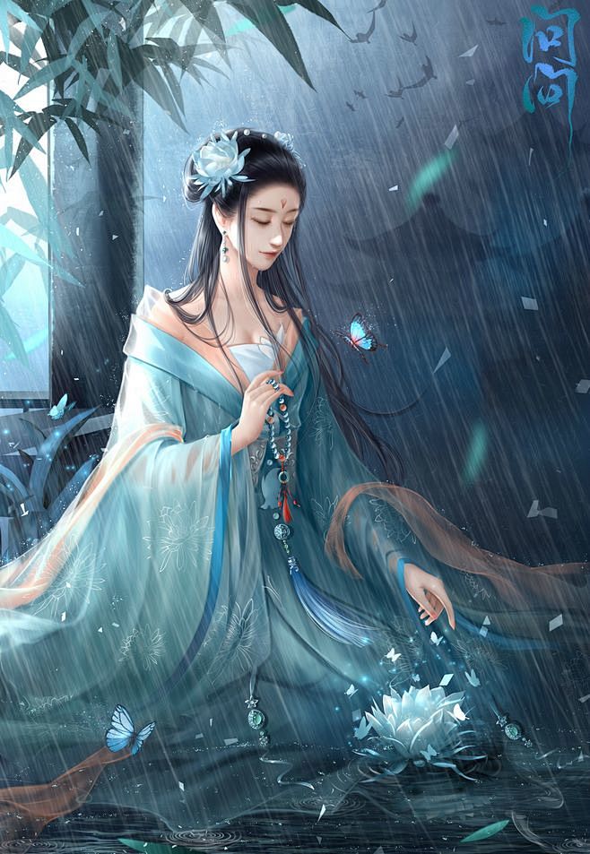手绘古风人物系列-绿青.绿衣美人&青衣美人 & 古装美人& 古. img.hb.