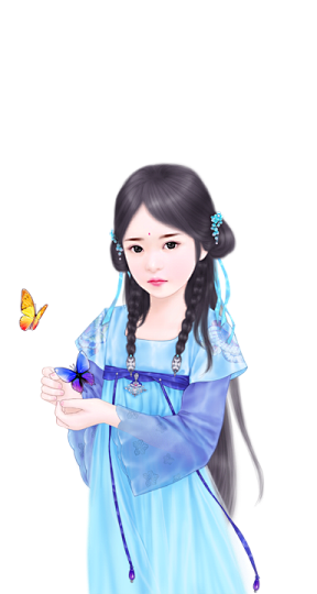 png:古风手绘小孩免抠素材