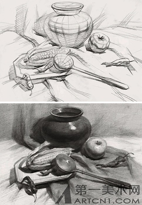 结构静物素描