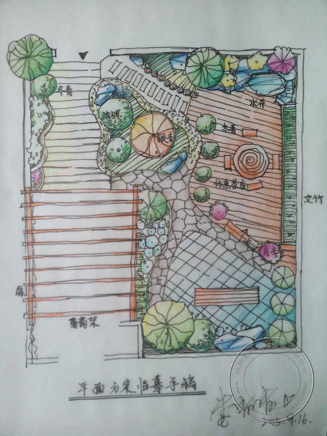 平面图手绘-花瓣网|陪你做生活的设计师 | 庭院设计