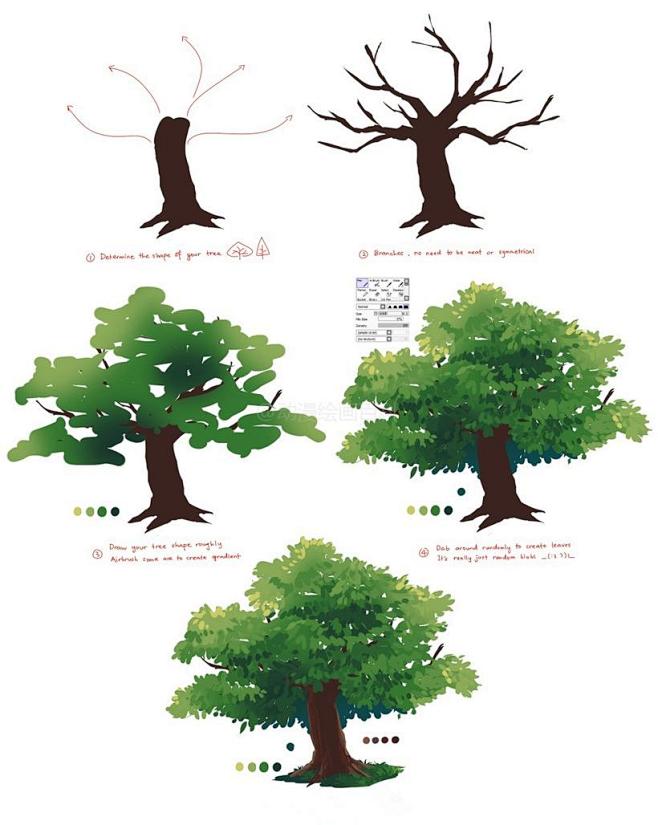 com 【板绘背景教程】月亮和树画法ps教程 -蓝铅笔 - 年轻人的线上