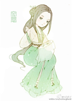q-花瓣网|陪你做生活的设计师【汉服q版美女之曲裾】五方莲子作品