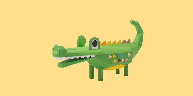 卡通折纸动物鳄鱼