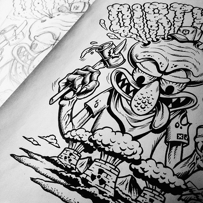 黑白手绘绘画