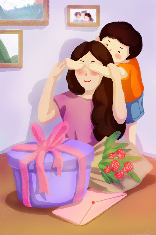 清新卡通手绘母亲节插画素材资源第23张