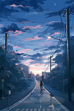 net 优美的二次元场景手绘图片 钕媂采集到[纵图]漫系风景插画 钕媂