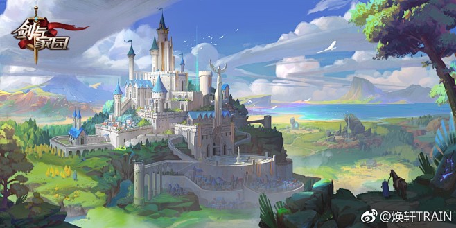 剑与家园场景原画场景插画宣传设计欧美城堡