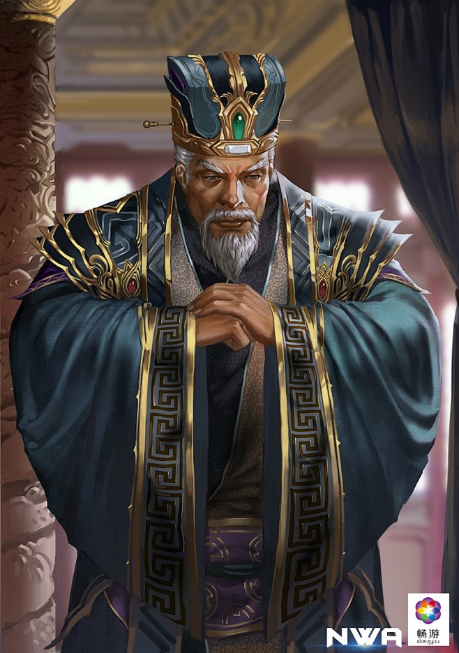 三国原画中国风原画男战士中国风铠甲谋士谋臣
