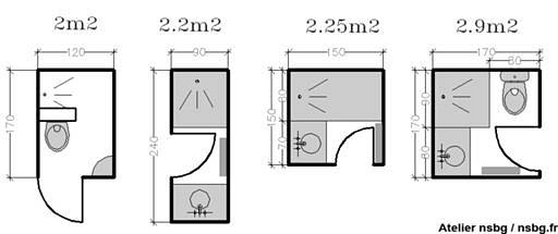 4款小型卫生间布局设计平面图。