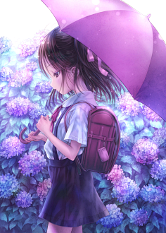 net采集别致的七采集到动漫——紫阳花45415黄昏の想いwww.pixiv.