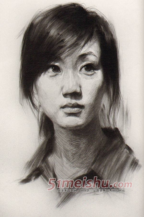 青年女子正面素描头像步骤详细图4jpg
