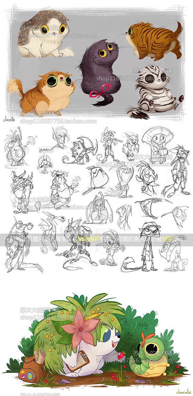 迪士尼风格cg插画图片卡通动物妖怪角色参考手游-淘宝网卡通原画角色
