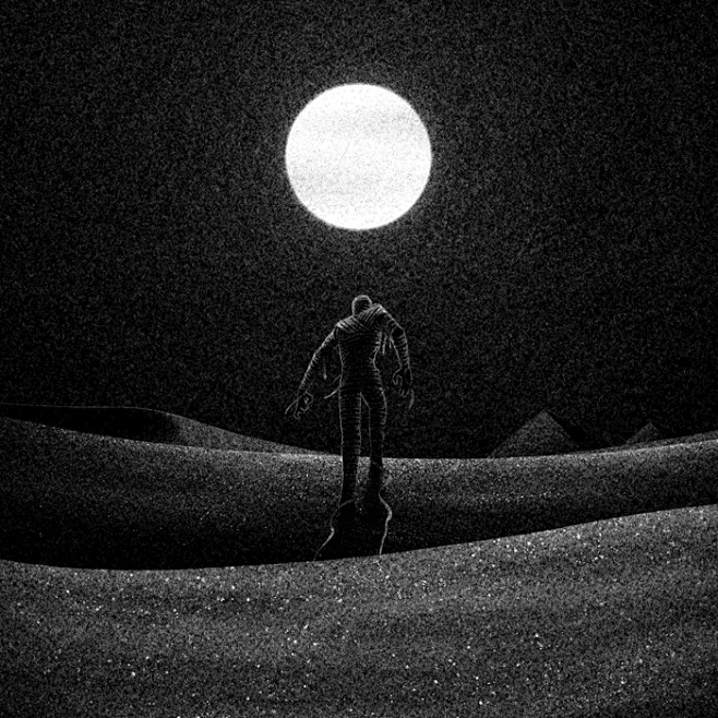 brian luong 超现实主义黑白插画