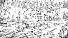 ch插画场景科幻近现代战争末日