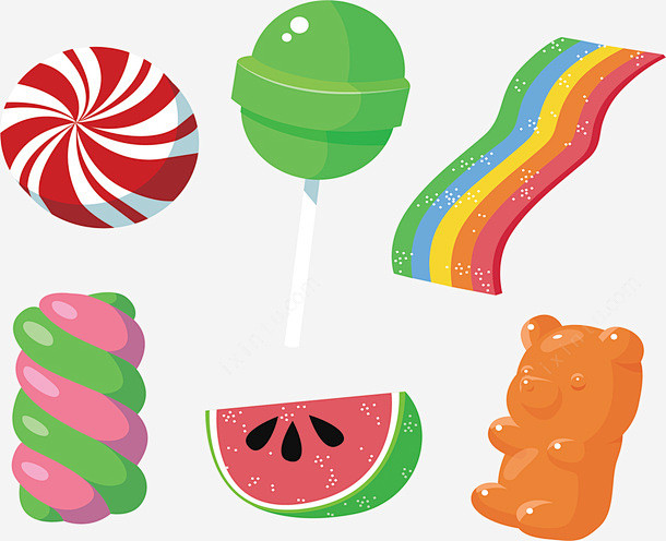 美味卡通彩色糖果矢量图高清素材彩色糖果棒棒糖橡皮糖矢量png矢量图