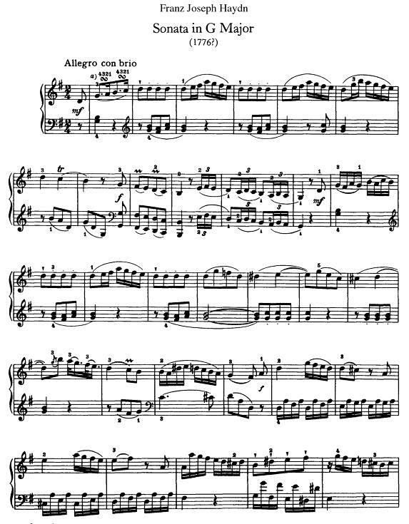 海顿奏鸣曲hobxvi27所有乐章原版带指法钢琴谱淘宝网
