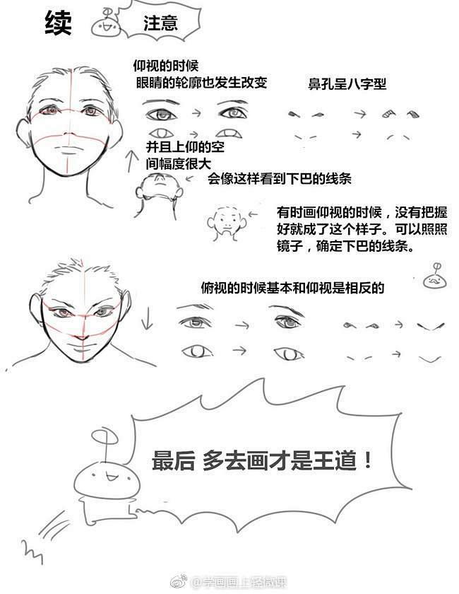 漫画人物五官比例画法眼睛鼻子嘴巴耳朵头的绘画技巧转需