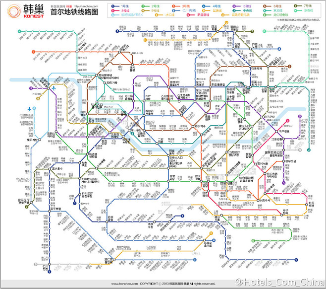 中韩文对照首尔地铁线路图