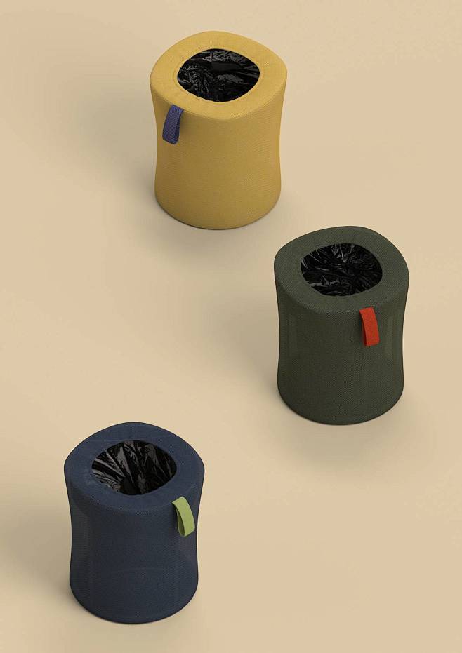 垃圾桶纺织布料组合工业设计产品设计普象网