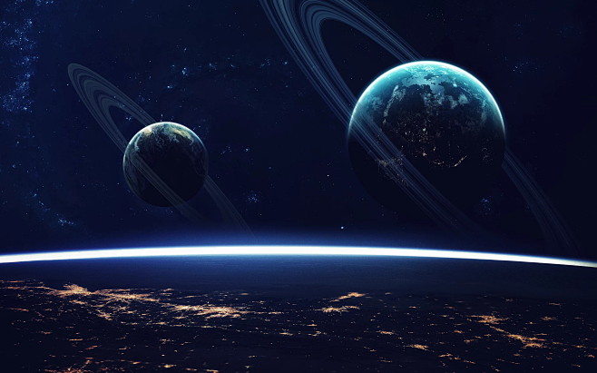 星空地球城市背景