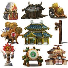 com 游戏美术资源/场景素材/2d游戏美术素材 中国风【q版建筑元素】