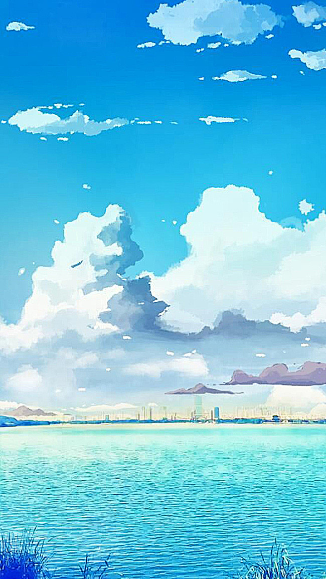 金石_comics采集到漫画 原画 手绘 板绘 草图 蓝天白云手绘大海h5背景